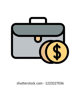 coin bag flat icon editable outline in finance investment