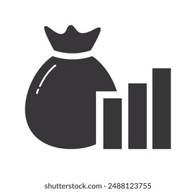 coin bag icon with graph vector illustration