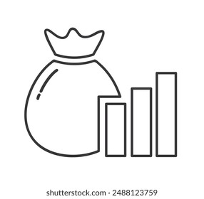 coin bag icon with graph vector illustration