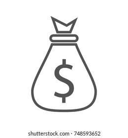 Coin bag icon vector isolated on white 