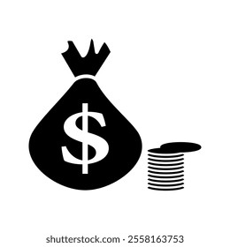 coin bag icon.on white background