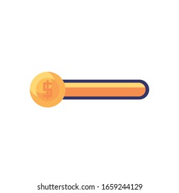 coin bar line style icon design, videogame play leisure gaming technology entertainment obsession digital and lifestyle theme Vector illustration