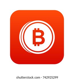Coin bat icon digital red for any design isolated on white vector illustration