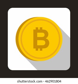 Coin bat icon in flat style with long shadow. Monetary currency symbol