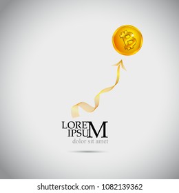 Coin bitcoin abstract background. Upward movement
