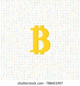 Coin bitcoin on a digital background. Vector illustration .