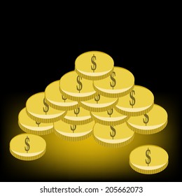Coin with black color background vector