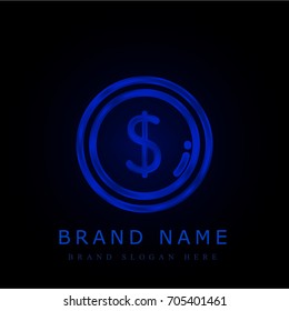 Coin blue chromium metallic logo