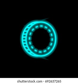 Coin Blue Glowing Neon Ui Ux Icon. Glowing Sign Logo Vector