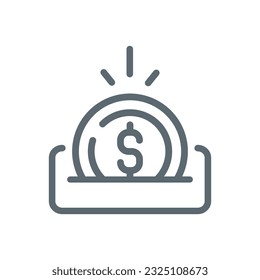coin box, saving money concept illustration line icon design editable vector eps10