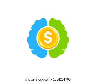 Coin Brain Icon Logo Design Element