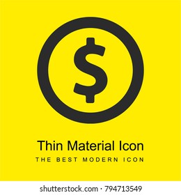 Coin bright yellow material minimal icon or logo design