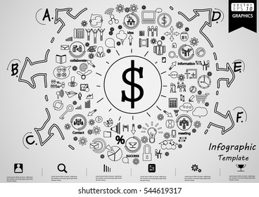 Coin Business Success modern Idea and Concept Vector illustration Infographic template with icon.