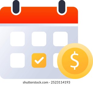 Coin calendar payment icon Finance Investment Clipart Illustration Icon Set