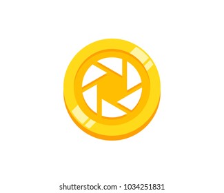 Coin Camera Icon Logo Design Element