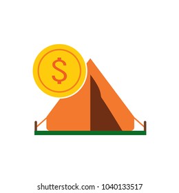 Coin Camping Logo Icon Design