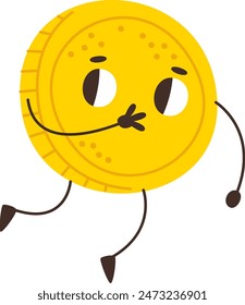 Coin Cartoon Character Vector Illustration