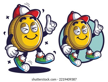 Coin cartoon mascot characters Illustration 