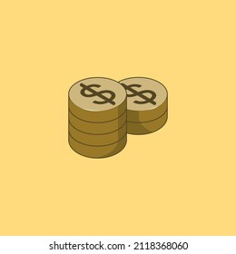 Coin cartoon style icon illustration. Finance icon concept isolated vector. 