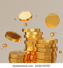 coin cash dollar gold 3d vector