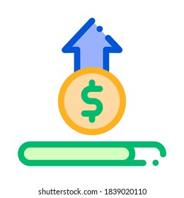 Moneda en metálico Dólar Creciendo Vector Thin Line Icon. Operaciones en línea, Operación de Moneda de Pago Financiero Seguro Pictograma lineal. Contexto de intercambio de divisas entre bancos de Internet Ilustración
