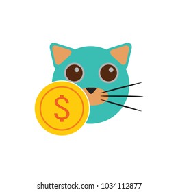 Coin Cat Logo Icon Design