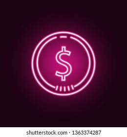 coin cent neon icon. Elements of Banking set. Simple icon for websites, web design, mobile app, info graphics