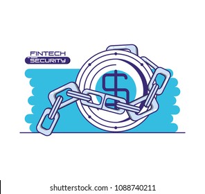 coin and chain with financial technology security