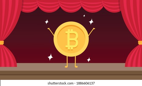 Coin character design. Bitcoin vector.