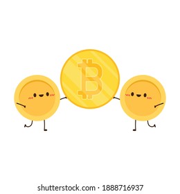 Coin character design. Bitcoin vector.