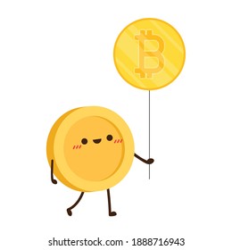 Coin character design. Bitcoin vector.