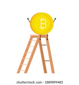 Coin character design. Bitcoin vector.