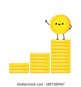 Coin character design. Coin cartoon vector.