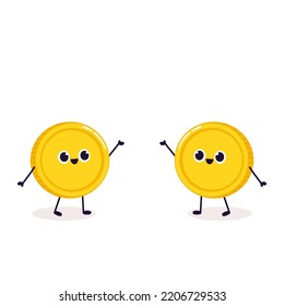 Coin character design. Glad. Coin vector. Blank for text.