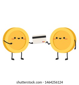 coin character. wallpaper. free space for text. coin vector. credit card vector.