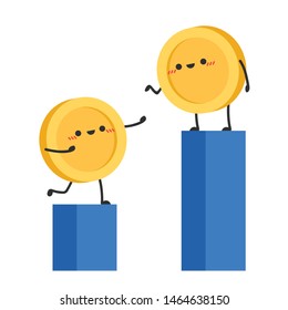 coin character. wallpaper. free space for text. coin vector. coin up vector.