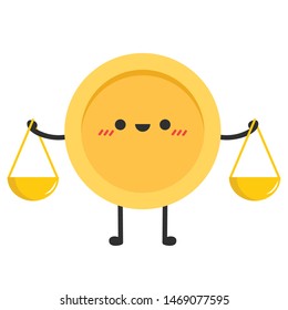 coin character. wallpaper. free space for text. coin vector. scales.