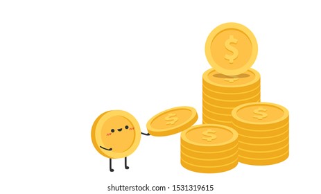 coin character. wallpaper. free space for text. coin vector. coin up vector.