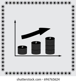 Coin chart growth icon