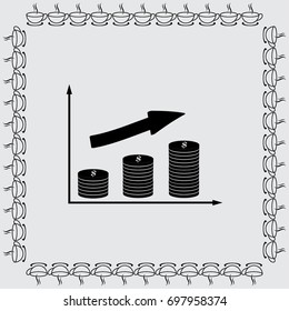 Coin chart growth icon