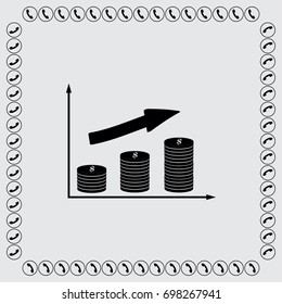 Coin chart growth icon