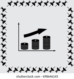 Coin chart growth icon