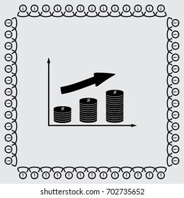 Coin chart growth icon