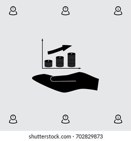 Coin chart growth icon