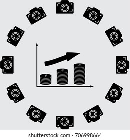 Coin chart growth icon