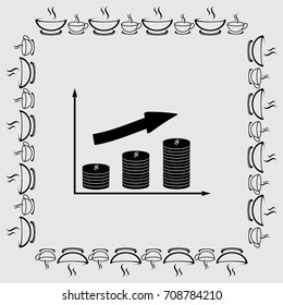 Coin chart growth icon