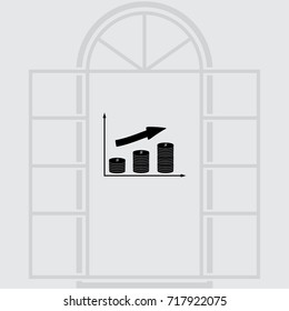 Coin chart growth icon