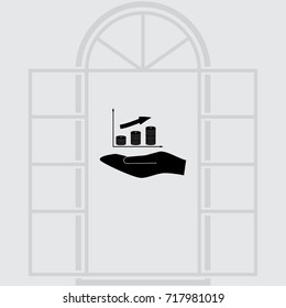 Coin chart growth icon