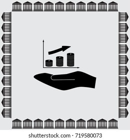 Coin chart growth icon
