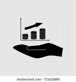 Coin chart growth icon